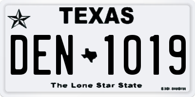 TX license plate DEN1019