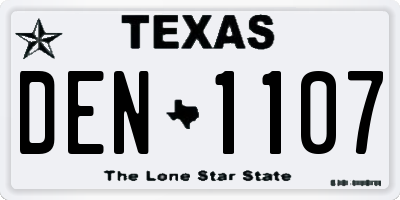 TX license plate DEN1107