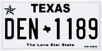 TX license plate DEN1189
