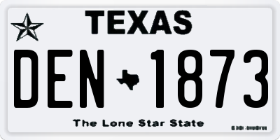 TX license plate DEN1873
