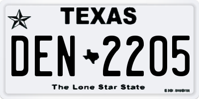 TX license plate DEN2205