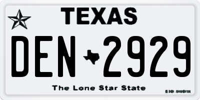 TX license plate DEN2929