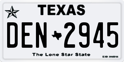 TX license plate DEN2945