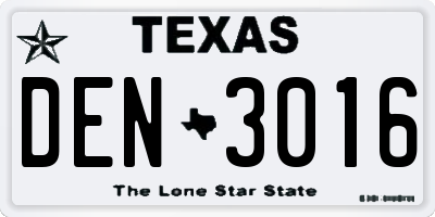 TX license plate DEN3016