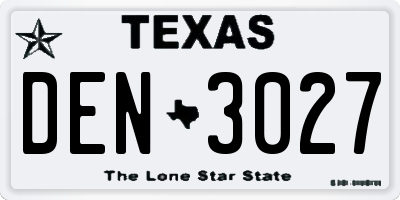TX license plate DEN3027