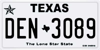 TX license plate DEN3089