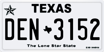 TX license plate DEN3152