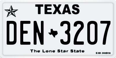 TX license plate DEN3207