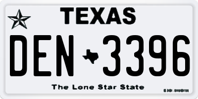 TX license plate DEN3396