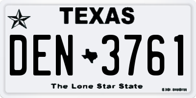 TX license plate DEN3761