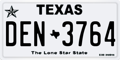 TX license plate DEN3764