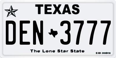 TX license plate DEN3777