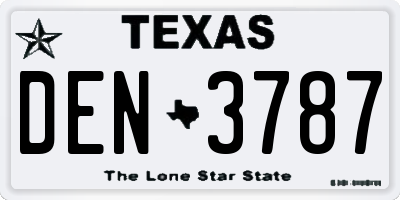 TX license plate DEN3787