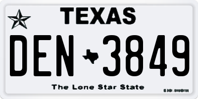 TX license plate DEN3849