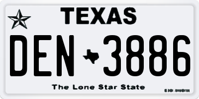 TX license plate DEN3886