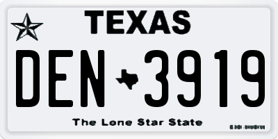 TX license plate DEN3919