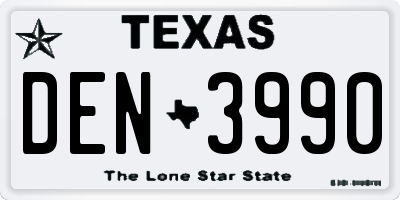TX license plate DEN3990