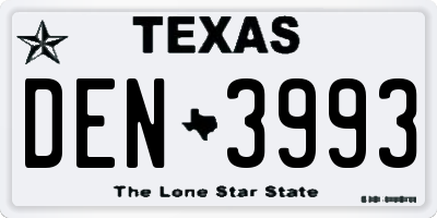 TX license plate DEN3993