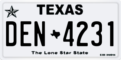 TX license plate DEN4231