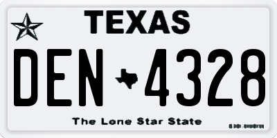 TX license plate DEN4328
