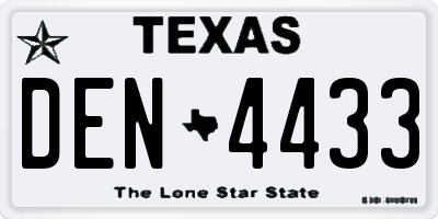 TX license plate DEN4433