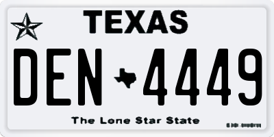 TX license plate DEN4449