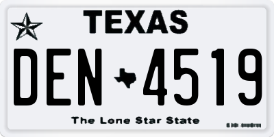 TX license plate DEN4519