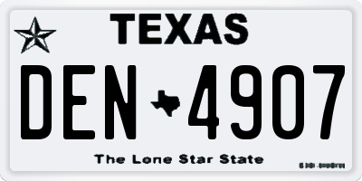 TX license plate DEN4907