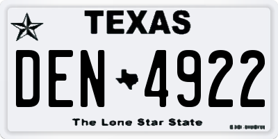 TX license plate DEN4922