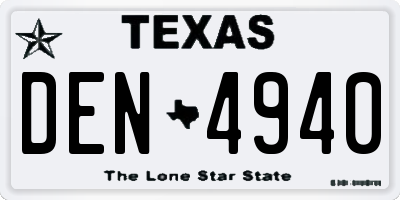 TX license plate DEN4940