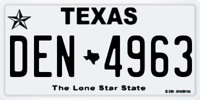 TX license plate DEN4963