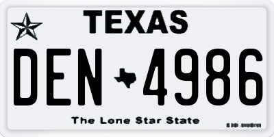 TX license plate DEN4986