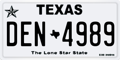 TX license plate DEN4989