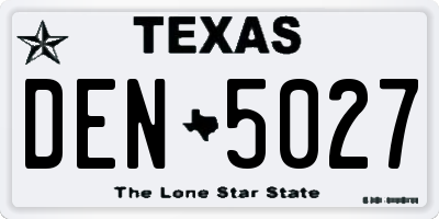 TX license plate DEN5027