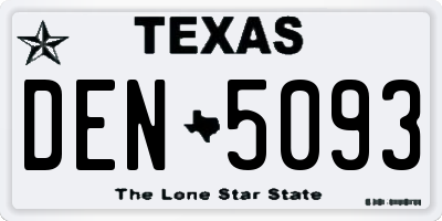 TX license plate DEN5093