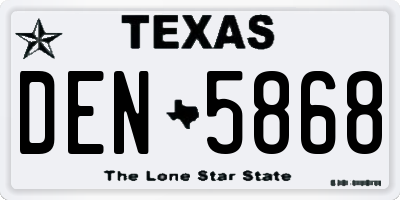 TX license plate DEN5868