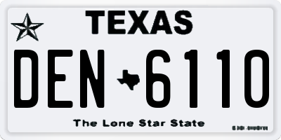 TX license plate DEN6110