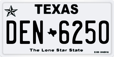 TX license plate DEN6250