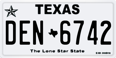 TX license plate DEN6742