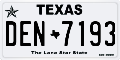 TX license plate DEN7193
