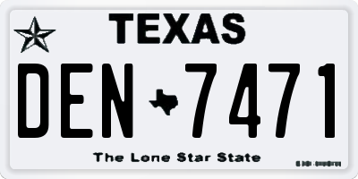 TX license plate DEN7471