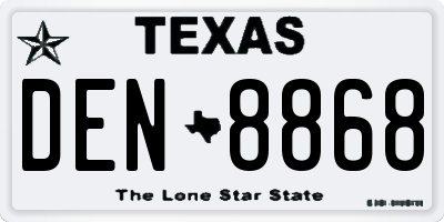 TX license plate DEN8868