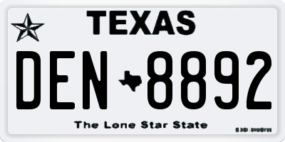 TX license plate DEN8892