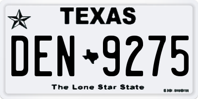 TX license plate DEN9275