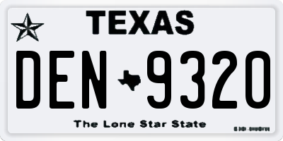 TX license plate DEN9320