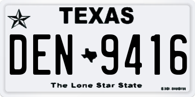 TX license plate DEN9416