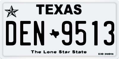 TX license plate DEN9513