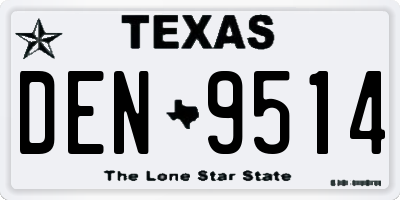 TX license plate DEN9514