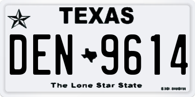 TX license plate DEN9614
