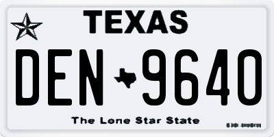 TX license plate DEN9640